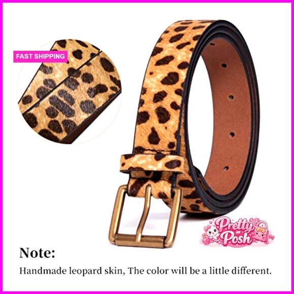 Genuine Suede Leather Belt with Roller Buckle for Jeans
